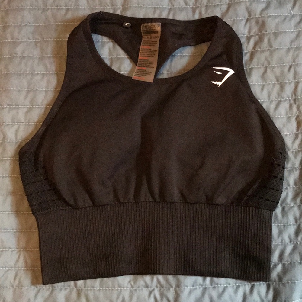 Gymshark M Black Crop Top Energy Seamless